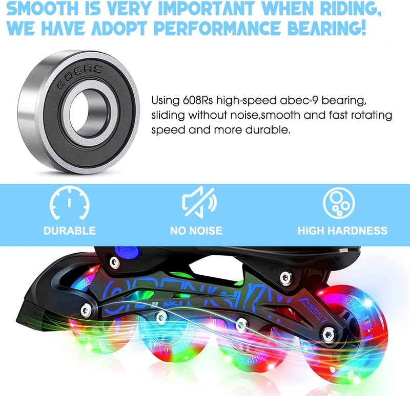Kutrick 8 Pack Light Up Inline Skate Wheels 64mm 72mm 76mm 80mm With ABEC-9 Bearing - 85A for Indoor & Outdoor - Image 5